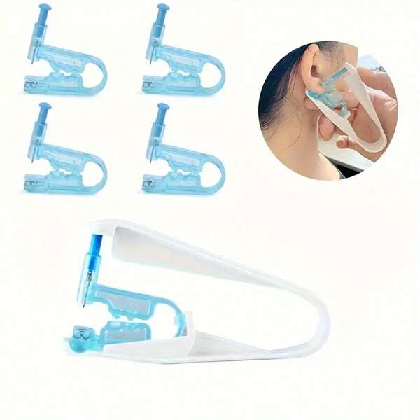 Pistola de perfuração de orelha com 2 peças: pino de bolinha de aço, conjunto de brincos, pistola de perfuração de orelha, ferramenta de perfuração segura - Pistola de perfuração com bolsa