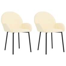 Cream Faux Leather Dining Chairs Set Of Two Modern Design - White - View 2