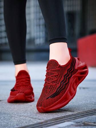 New Women's Knitted Breathable Fashion Sneakers, Elastic Soft Bottom Lightweight Unisex Sport Shoes