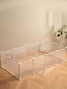 12pcs Transparent Pet Playpen, 18" High - Portable, Foldable & Easy To Assemble Safety Fence For Small Animals, Indoor/Outdoor Use, Ideal For Rabbits, Puppies, Guinea Pigs, Ferrets, Mice, Hamsters, Hedgehogs, Turtles - Clear - View 2