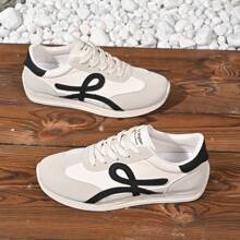Damen Farbblock Lässig Sport Sneakers, Schnürsenkel Dicker Sohle Weich Boden Laufschuhe, Niedrig Geschnittene Atmungsaktive Fitness Schuhe