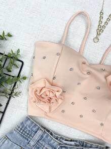 ELLIE Cropped Top With 2 Flower Cups - Bụi hồng - Xem 3