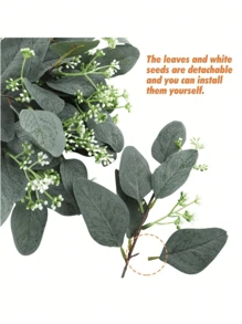 10 pièces Ensemble de plantes artificielles d'eucalyptus et de fleurs de bébé, plantes antioxydantes factices pour la décoration de la maison, du restaurant, de la cuisine, de la chambre, convenant pour Noël et Thanksgiving