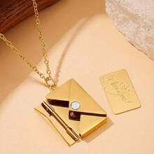 1pc Envelope Detachable Letter Pendant Necklace, Creative Simple & Elegant Fashion Vintage Casual Necklace, Suitable For Gift, Daily, Commute, Street, Party, Valentine's Day, Christmas, OPP Bag Packaging,Mom,Mother,Mother's Day,Gift