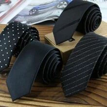 GOADAFOO 6cm Black Slim Fit Necktie For Men