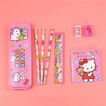 Sanrio Sanrio Hello Kitty Luxury Stationery Set - 6/8/14pcs,Including Pencil Case,Crayons,Pencils,Erasers And Ruler - Ideal Student/Holiday/Birthday Gift,Perfect Classroom Prize,Hello Kitty,Hello Kitty Items,Hello Kitty Kids,Back To School