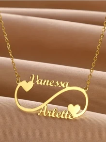 1pc Gold Silver Rose Gold Love Unlimited Custom Double Name Pendant Necklace Simple Style Stainless Steel Choker Jewelry Everyday Wear Accessories Christmas