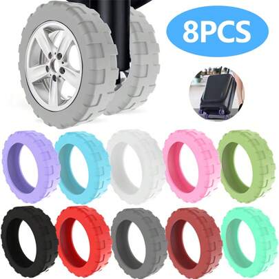 8pcs Luggage Wheel Protector Set, Silicone Suitcase Quiet Wheel Covers, Universal Luggage Trolley Wheel Sleeves, Travel Accessories, School & Office Supplies