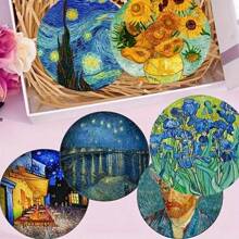 6pcs Van Gogh Style Coasters, Heat-Resistant Painted Coasters, Non-Slip Drink Mats, Art Gift - Multicolor - View 7