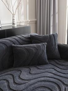 1 copri divano in peluche con texture ondulata, di colore unito, stile semplice e moderno, design antiscivolo per ufficio, camera da letto, soggiorno, lavabile in lavatrice e resistente agli animali domestici, adatto per tutte le stagioni