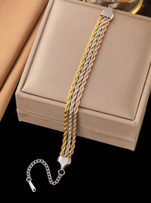 1pc Stainless Steel Bracelet For Women, Fashionable Accessory Suitable For Daily Wear, Gift - Bracelet - View 2