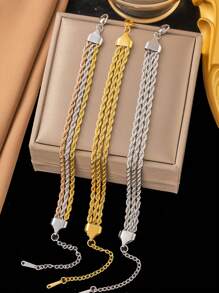1pc Stainless Steel Bracelet For Women, Fashionable Accessory Suitable For Daily Wear, Gift - Bracelet - View 1
