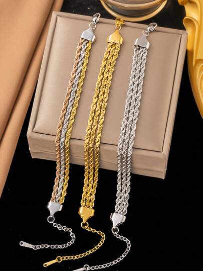 1 件女士不锈钢手链，时尚配饰，适合日常佩戴，礼物