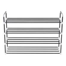 Sleek Black Metal And Plastic Shoe Rack With Four Spacious Shelves For Organized Footwear Storage - Black - View 2