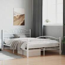 White Metal Bed Frame 120x200 Cm Stylish Durable Design Space Saving Solution - White - View 1