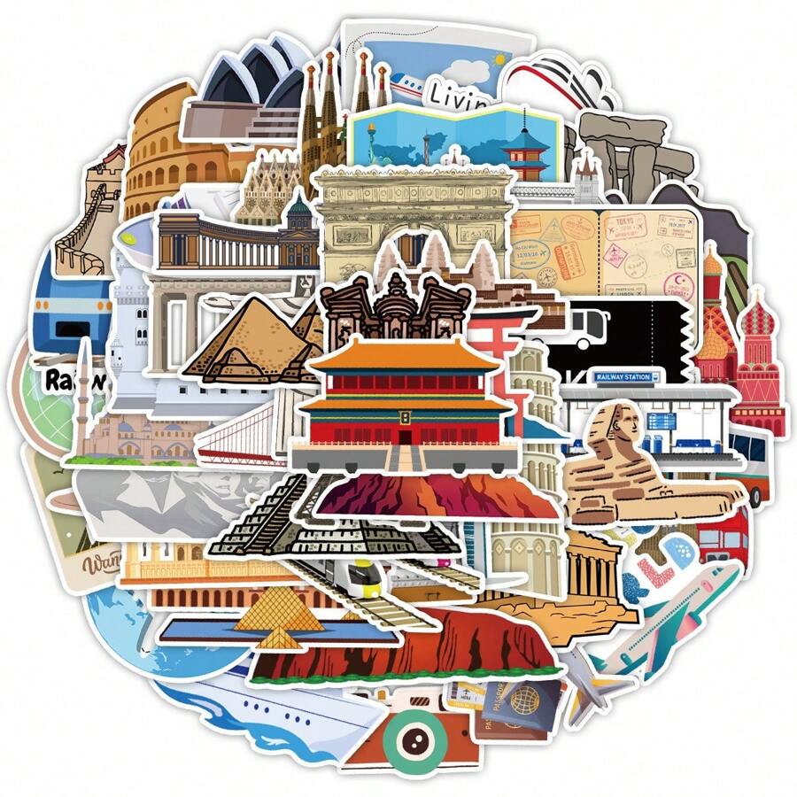 50 miếng dán hình điểm tham quan du lịch Bắc Âu hoạt hình, miếng dán vinyl cho máy tính xách tay, bình nước, đàn guitar, xe đạp, ô tô, xe máy, cản, hành lý, ván trượt, hình vẽ graffiti, hình dán dễ thương, món quà tuyệt vời nhất cho trẻ em, thanh thiếu niên, nam giới, phụ nữ. - Nhiều màu - Xem 1