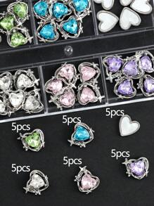 30 Pieces Per Box Of Nail Art Nail Accessories, Three-Dimensional Nail Art Set, Pink, Blue, White, Fairy Stick, Beautiful Girl Series, Sparkling Gemstone Crystal Diy Nail Products Nail Supplies Nails Nail Charms