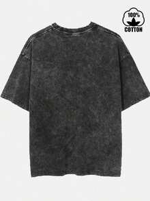 Witllent Men's Vintage Washed Shop The Ultimate Collection Of 90s Misfits Rock Band T-Shirt, Men's Christmas 230g Printed Washed Heavy Cotton T-Shirt (1 PC) - 黑色 - 查看 3