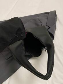 黑色荔枝纹休闲简约大容量轻便百搭女士腋下单肩包 - 黑色 - 查看 8