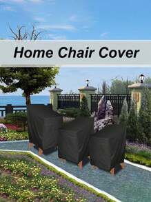 1pc Premium Waterproof Stacking Outdoor Chair Cover - Durable 210D Cloth Lounge Chair Protector With Weather Protection ,Fits Most Outdoor Stacked Chairs - Black - View 4