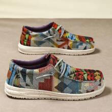 AnnNai 全新花卉印花时尚百搭女士休闲舒适柔软乐福鞋 - 橘色 - 查看 2