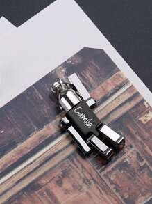 个性化激光雕刻机器人吊坠项链，适合男女，日常装饰，珠宝礼物和派对（金色） - 金色 - 查看 3