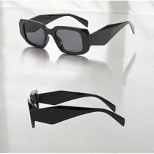 1 pieza gafas de sol de monta con montura cuadrada elegante, estilo Y2K para unisex, proteccion UV - Blanco - Ver 4