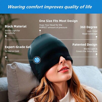 1pc Hot & Cold Headgear Gel Ice Mask Nursing Ice Headgear Cold Head Cover Ice Eye Masks,School,Back To School,Travel,Travel Essentials,Home Essentials,Eye Mask,Sleep Mask