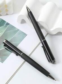 High-Grade Striped Engraved Metal Ballpoint Pen: Smooth Writing, Suitable For 14+ Years Old - Black - View 5
