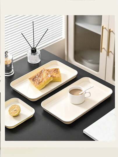1 件咖啡/茶服务托盘，矩形塑料食物、饮料和小吃服务托盘，适用于厨房、餐厅、客厅、家庭使用