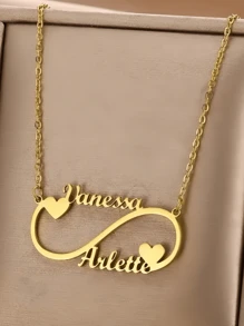 1pc Gold Silver Rose Gold Love Unlimited Custom Double Name Pendant Necklace Simple Style Stainless Steel Choker Jewelry Everyday Wear Accessories Christmas