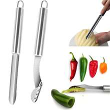 6/2/1 件蔬菜去核器工具，不锈钢水果蔬菜去核器墨西哥胡椒去核器工具去核器和去核器番茄去核器樱桃去核器西葫芦去核器去籽 - 銀色 - 查看 12