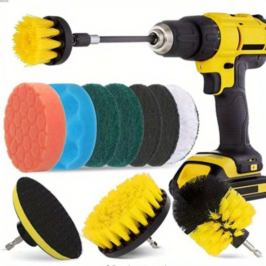 12-Piece Electric Drill Brush Head Set Floor Wall Cleaning And Polishing Car Cleaning Brush Floor Wall Cleaning And Polishing - 12 cái - Xem 1