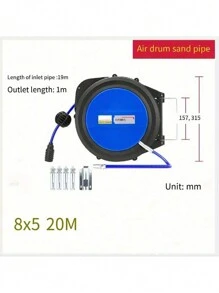 1 件空气软管卷盘，自动伸缩气动软管卷盘，空气压缩机管卷盘，车库车间配件