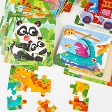 Bộ xếp hình giáo dục 9 mảnh dành cho trẻ em - Đồ chơi học tập chủ đề động vật và xe cộ sống động với thiết kế hình chữ nhật bằng giấy dành cho trẻ em - Phát triển kỹ năng giải quyết vấn đề, phối hợp tay mắt và sáng tạo - Nhiều màu - Xem 4