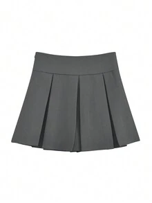 High Waist Pleated Mini Skirt New Design, Anti-Exposure Slim A-Line Tutu Skirt - Grey - View 5