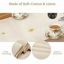 1 Stück Tischläufer, Rosa Mond Blumen Sterne Ramadan Eid Tischläufer, Kommoden Schal Tischplatte Restaurant Dining Küche Hochzeit Party Dekorationen