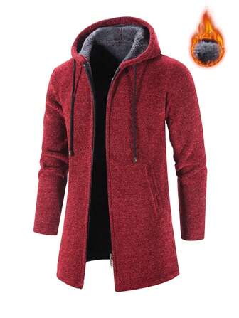 Thickened Men's Hooded Drawstring Wind Breaker