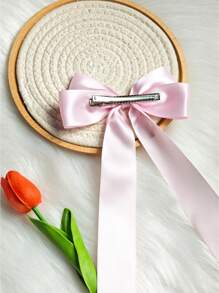 1/2/6 chiếc kẹp tóc nơ lớn màu trơn bằng satin, phụ kiện tóc đa năng thanh lịch kiểu salon dành cho nữ, phù hợp cho đám cưới, tiệc tùng, ngày lễ, quà tặng và sử dụng hàng ngày, phụ kiện đội đầu, kẹp tóc. - Hồng - Xem 4