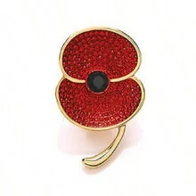 Rote Emaille Strass Kristall Diamant Mohn Brosche, Halloween Accessoires, Lehrertag, Weihnachtsgeschenk