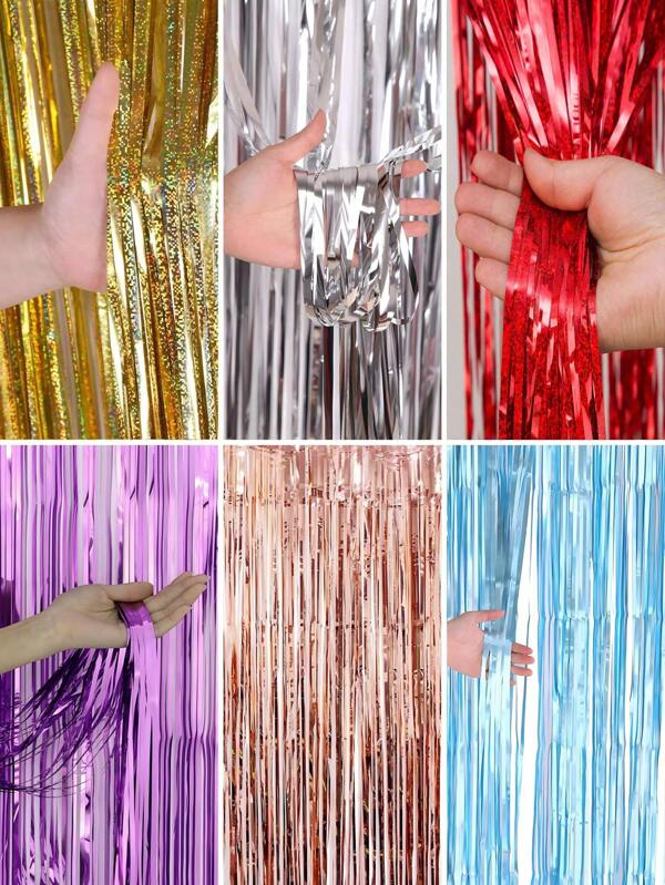 1pc 1.2m Shimmering Fringe Curtain Background Decoration, Balloon Decoration, Suitable For Birthday Party, Wedding,