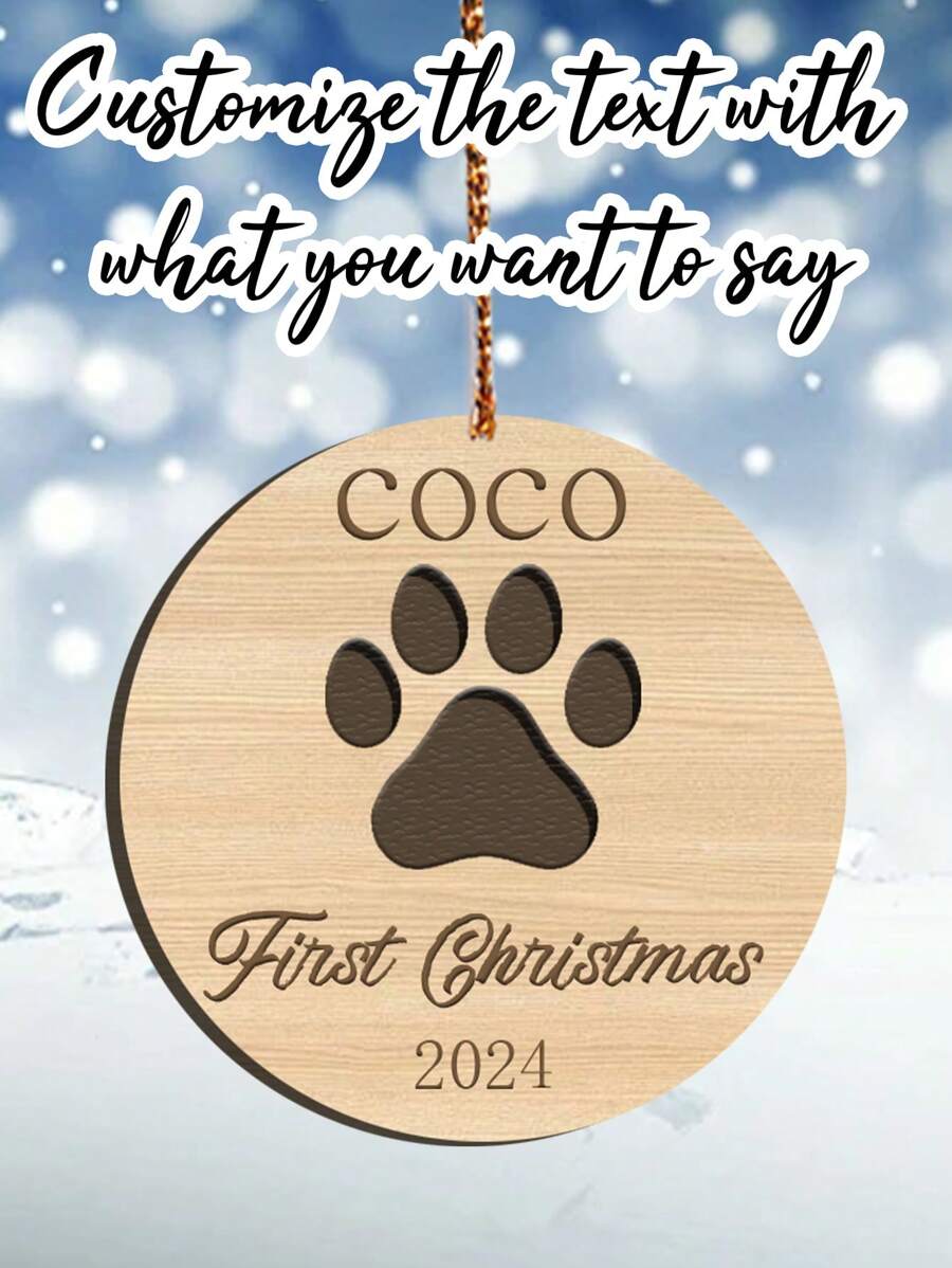 个性化木制宠物爪子装饰可定制名字年份和特殊信息，非常适合宠物爱好者的第一个或纪念性木质设计，非常适合节日树装饰，独特的纪念品，珍贵的回忆，以时尚的方式庆祝你的毛茸茸的朋友