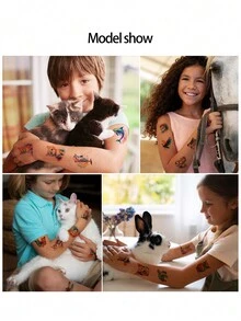 100 Piezas de Tatuajes Temporales de Tigre - Pegatinas con Tema de Jungla Salvaje y Zoológico para Decoraciones, Favores y Suministros de Fiesta de Cumpleaños, Regalos Lindos de Tatuajes Temporales para Niños y Niñas, Premios Escolares, Recompensas, Carnaval y Navidad - Azul - Ver 6
