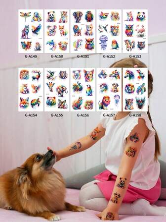 100PCS Tiger Temporary Tattoos Stickers Theme Wild Jungle Zoo Animal Birthday Party Decorations Favors Supplies Cute Tattoo Sticker Gifts For Boys Girls School Prizes Rewards Carnival Christmas