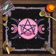 1 pezzo Tovaglia rosa per carte da gioco, tovaglia alberi della vita per altari di divinazione astrologica con tessuto antiscivolo, arazzo, decorazioni per la casa, tappetino gioco - Multicolore - Visualizzare 3