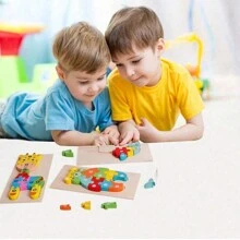1 Miếng Câu đố bằng gỗ Đối với Trẻ em , Số Câu đố , Già Bằng gỗ Khủng long Câu đố Và Thú vật Trò chơi ghép hình Đồ Chơi Đối với Con trai Cô gái Lý tưởng Qủa tặng , 3-6 - Cá sấu - Xem 6