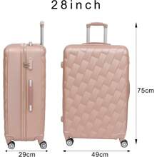 28" Large Suitcases On 4 Wheels Lightweight Hard Shell Luggage Durable Check In Hold Luggage Built-In 3 Digit Combination Travel Suitcase Suit Case Travel Luggage Waterproof - Rose Gold - View 3