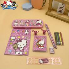 Sanrio Sanrio Hello Kitty Luxury Stationery Set - 6/8/14pcs,Including Pencil Case,Crayons,Pencils,Erasers And Ruler - Ideal Student/Holiday/Birthday Gift,Perfect Classroom Prize,Hello Kitty,Hello Kitty Items,Hello Kitty Kids,Back To School