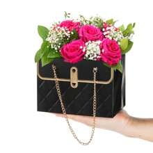 1/3/6/12 peças de sacola de papel para presente com flores, caixa de bolsa portátil para buquê de flores com corrente de metal, sacola retangular para presente de casamento, pequena sacola de floricultura para arranjos, Dia dos Namorados, Aniversário
