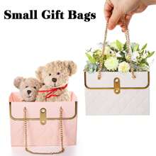 1/3/6/12 peças de sacola de papel para presente com flores, caixa de bolsa portátil para buquê de flores com corrente de metal, sacola retangular para presente de casamento, pequena sacola de floricultura para arranjos, Dia dos Namorados, Aniversário